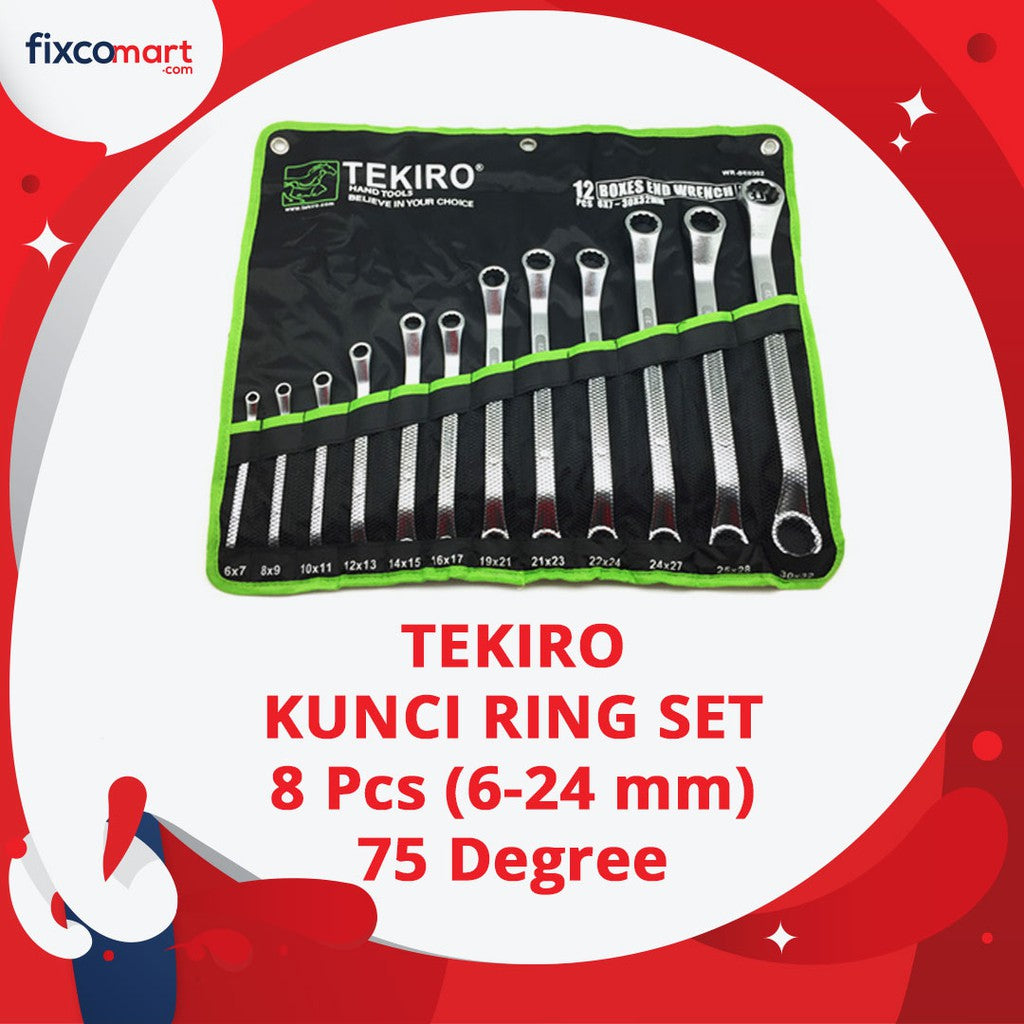 Tekiro Kunci Ring Set 8 Pcs 75 Derajat (6-24 Mm) / Box End Wrench