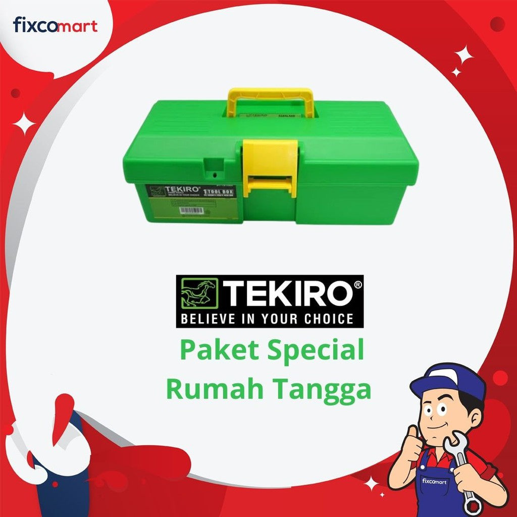 TEKIRO Paket Tekiro Tool Set Rumah Tangga Obeng Tang Meteran Palu Kunci L Toolbox