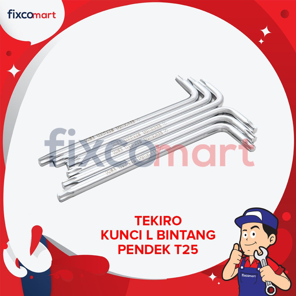 Tekiro Kunci L Bintang T25 Pendek / Tekiro Torx Key / Kunci Bintang 6 Pcs
