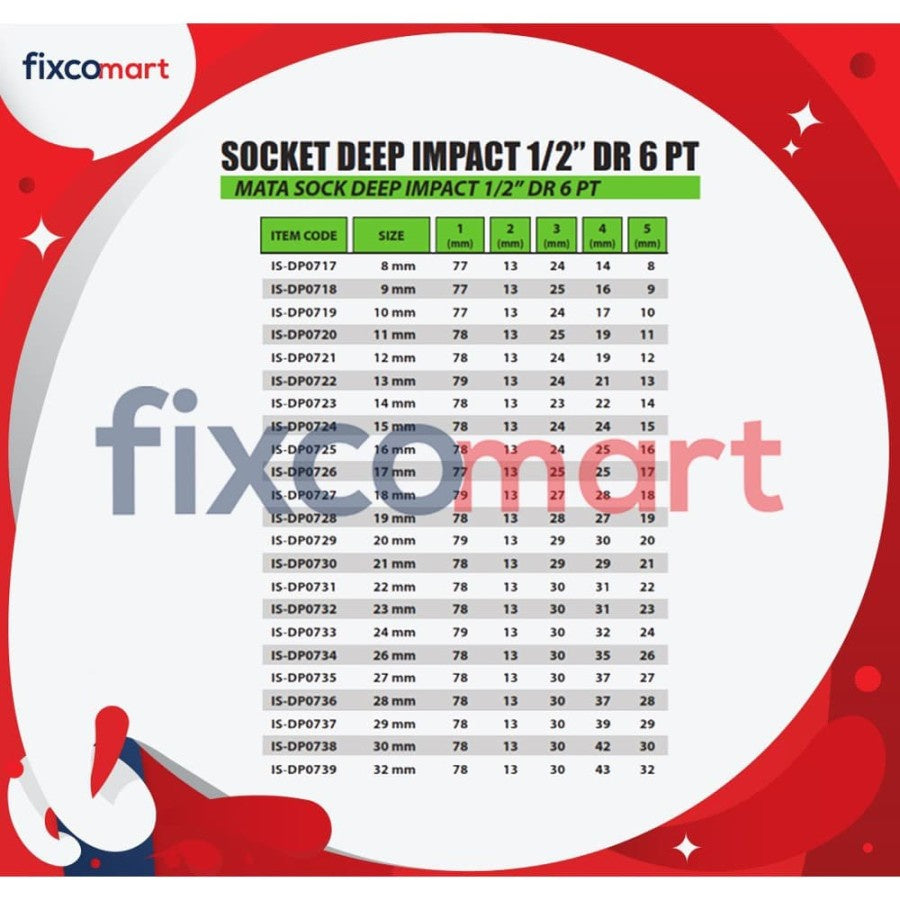 TEKIRO Mata Sock Deep Impact 1/2 inch DR 6 PT 23 mm