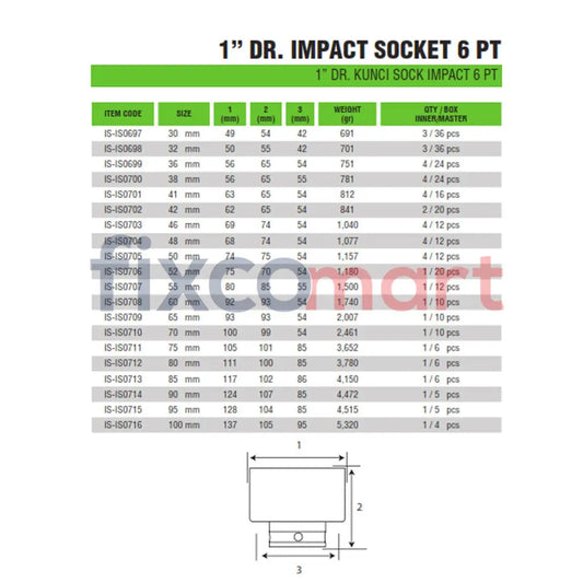Tekiro Mata Sock Impact 1 Inch 30 Mm 6Pt FIXCOMART