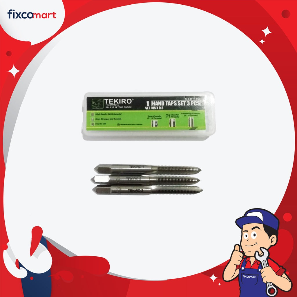 TEKIRO Pembuat Drat Isi 3 pcs M6 x 1,00 mm - Hand Tap Set