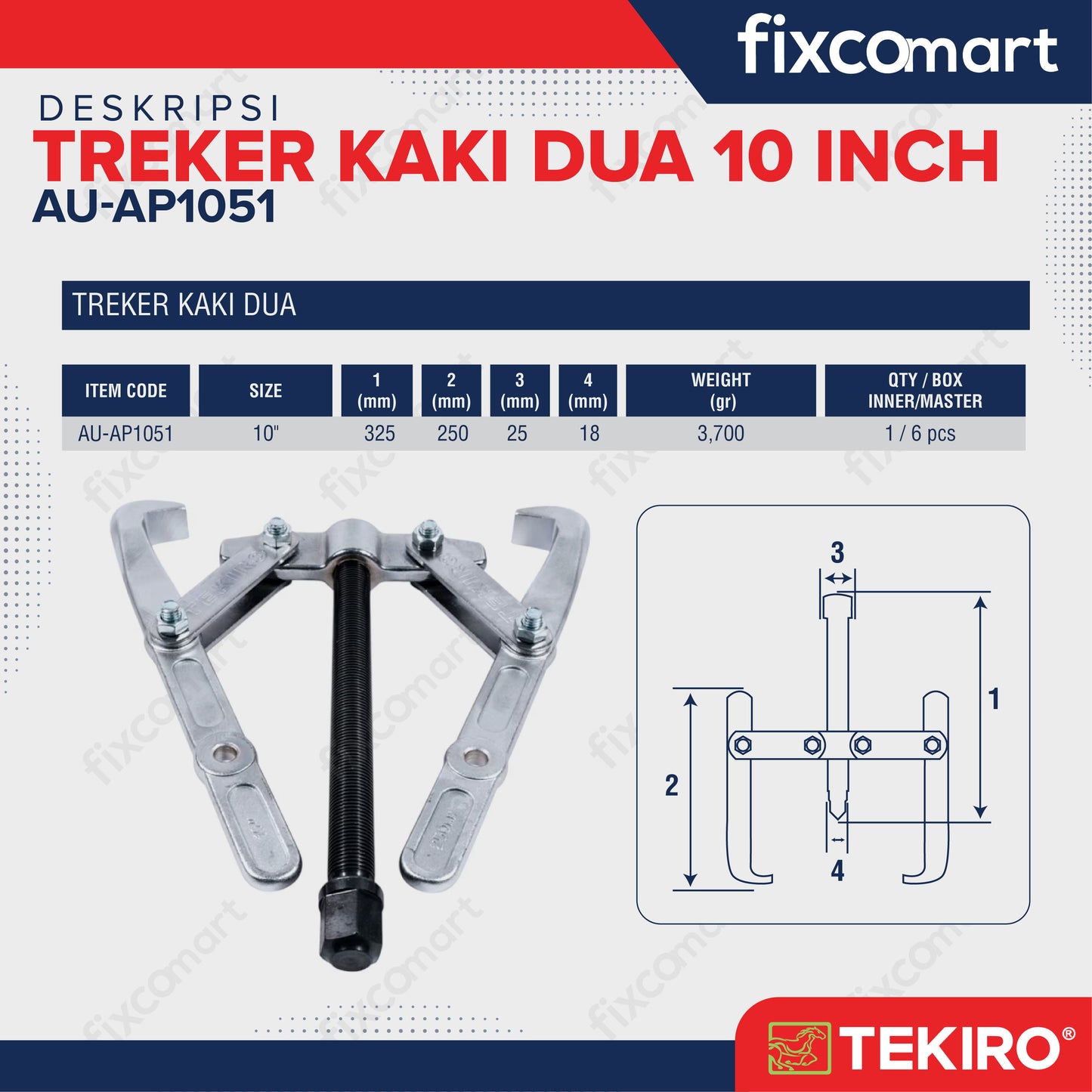 Tekiro Treker Kaki Dua 10 Inch / Two Arm Puller
