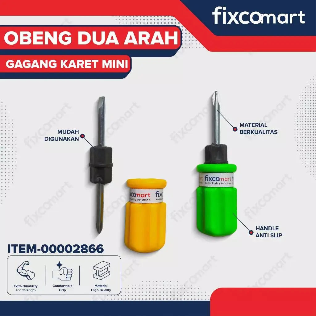 🎁 Fixcomart Obeng Cebol Dua Arah Gagang Karet Bolak Balik (100% off) FIXCOMART