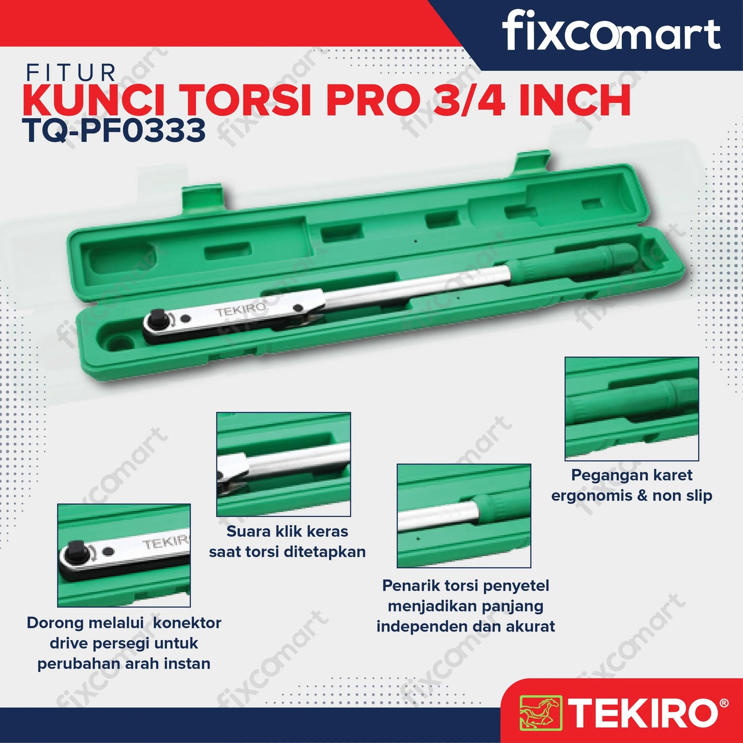 TEKIRO Professional Torque Wrench / Kunci Torsi Profesional 3/4" T5000 FIXCOMART