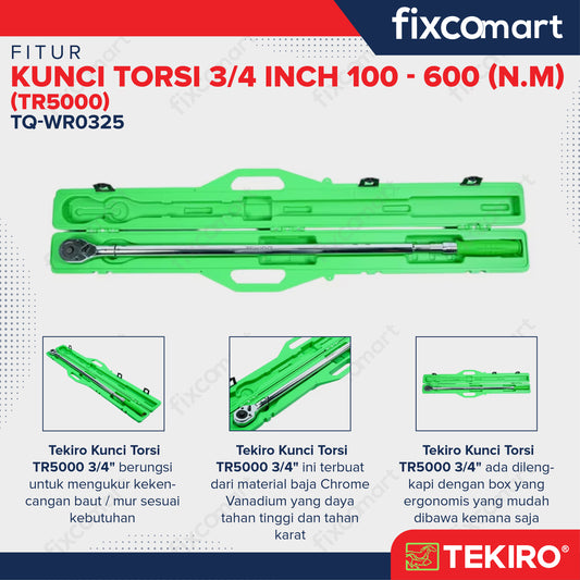 Tekiro Kunci Torsi 3/4 Inch 100-600 N.M (Tr5000) / Tekiro Kunci Momen / Kunci Torque