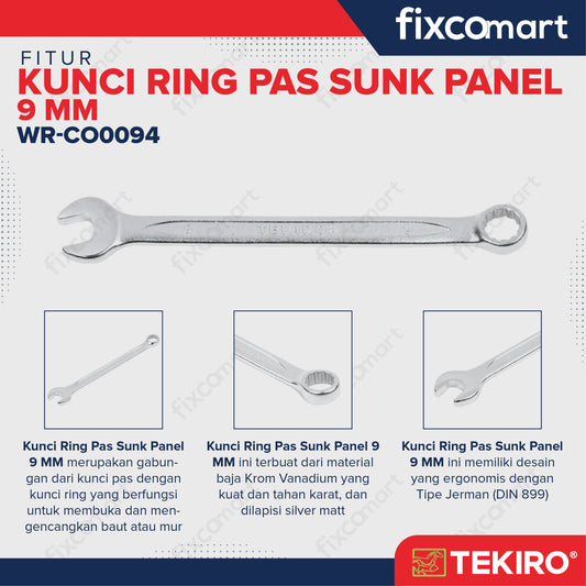 Kunci Ringpas Sunk Panel 9 mm / Ring Pas Tekiro