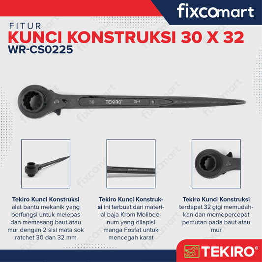 Tekiro Kunci Ring Double Ratchet 30 X 32 mm / Tekiro Contruction Wrench