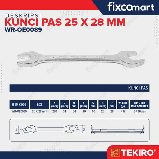 Tekiro Kunci Pas 25 X 28 Mm / Open End Wrench FIXCOMART