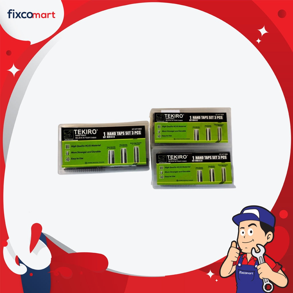 TEKIRO Pembuat Drat Isi 3 pcs M6 x 1,00 mm - Hand Tap Set