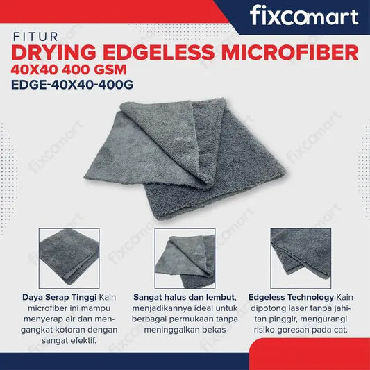 Kain Lap Microfiber - Drying Edgeless Microfiber 40x40 400 GSM Mobil Motor Dapur FIXCOMART