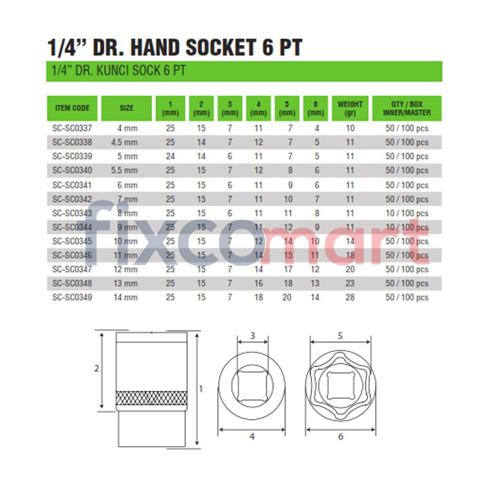 Tekiro Mata Sock 1/4 Inch 9 Mm 6 Pt