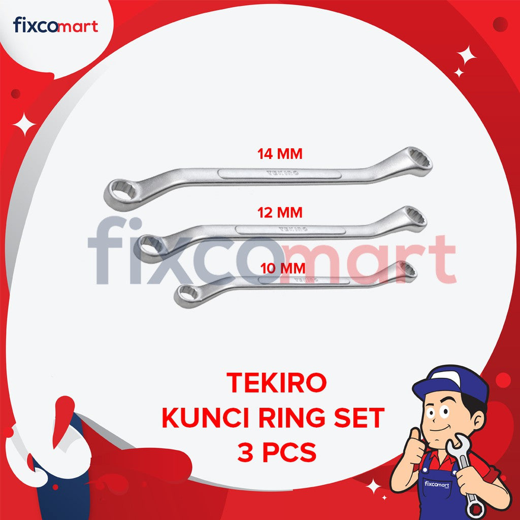 Tekiro Kunci Ring Set 3 Pcs (10-15 Mm) / Tekiro Box End Wrench Set
