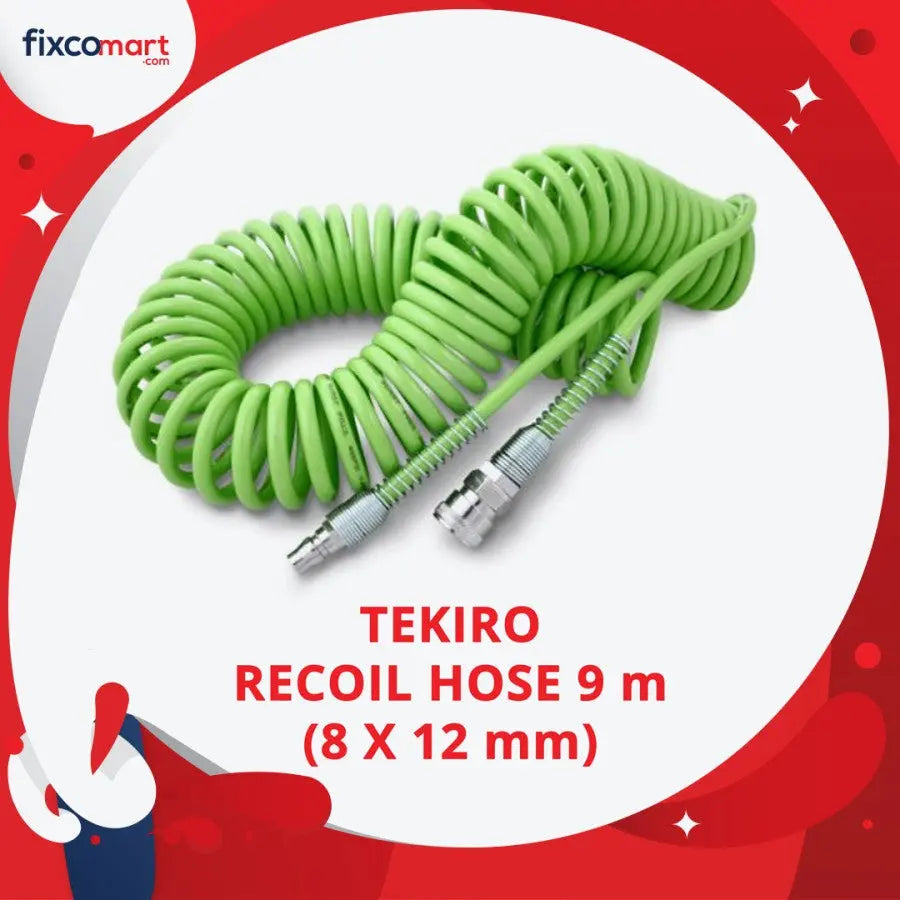 Selang Kompresor Hijau 9 m (8X12 mm) / Recoil Hose FIXCOMART
