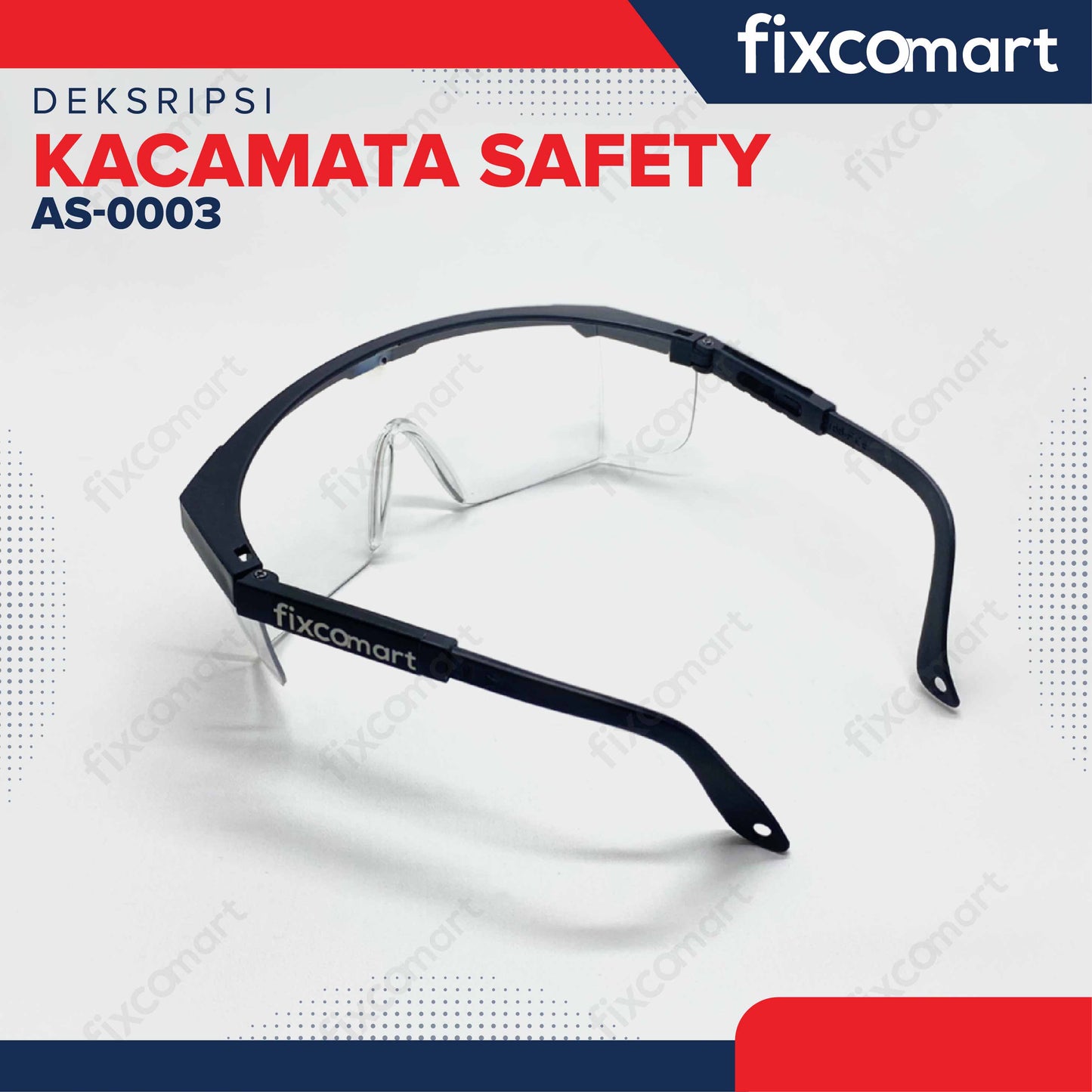 Fixcomart Kacamata Safety Pelindung Mata Anti Debu & Serpihan - Pelindung Mata Tukang & Proyek- Kacamata Kerja Tahan Benturan