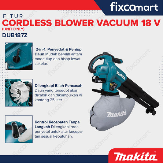 Makita Cordless Blower Vacuum DUB187Z 18 V Unit Only