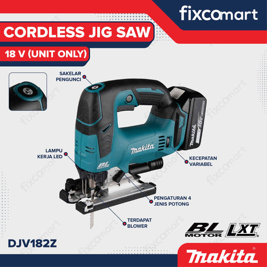Makita Cordless Jig Saw DJV182Z 18 V Unit Only - Gergaji Potong Tanpa Kabel