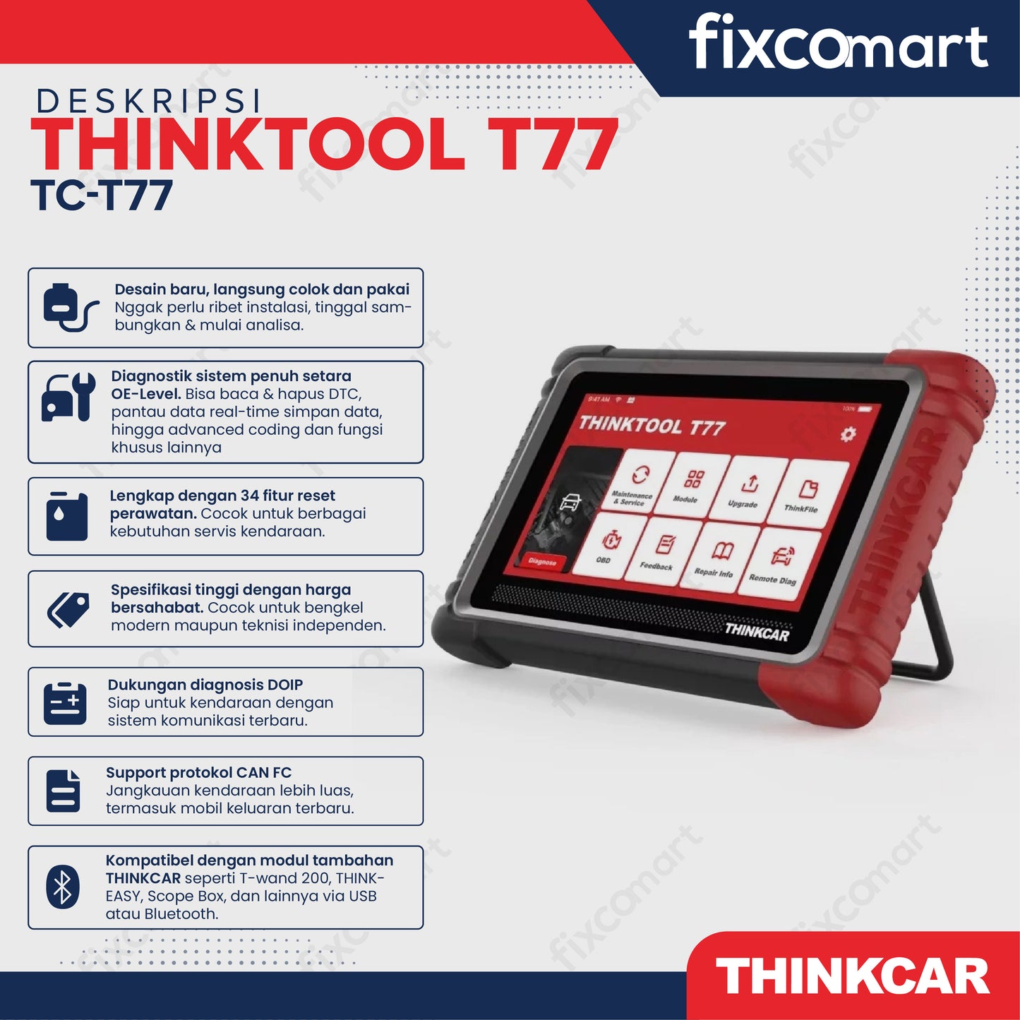 ThinkCar T77 Alat Scanner Mobil OBD2 Car Diagnostic
