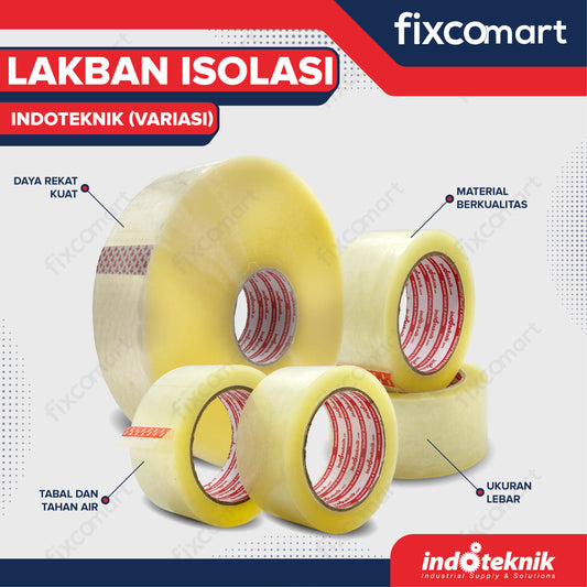 Lakban Isolasi Bening INDOTEKNIK Tape -  Alat Perekat Lakban Packing Lakban/Isolasi Kuat Lakban tebal Lakban 90 - 1000 Yard