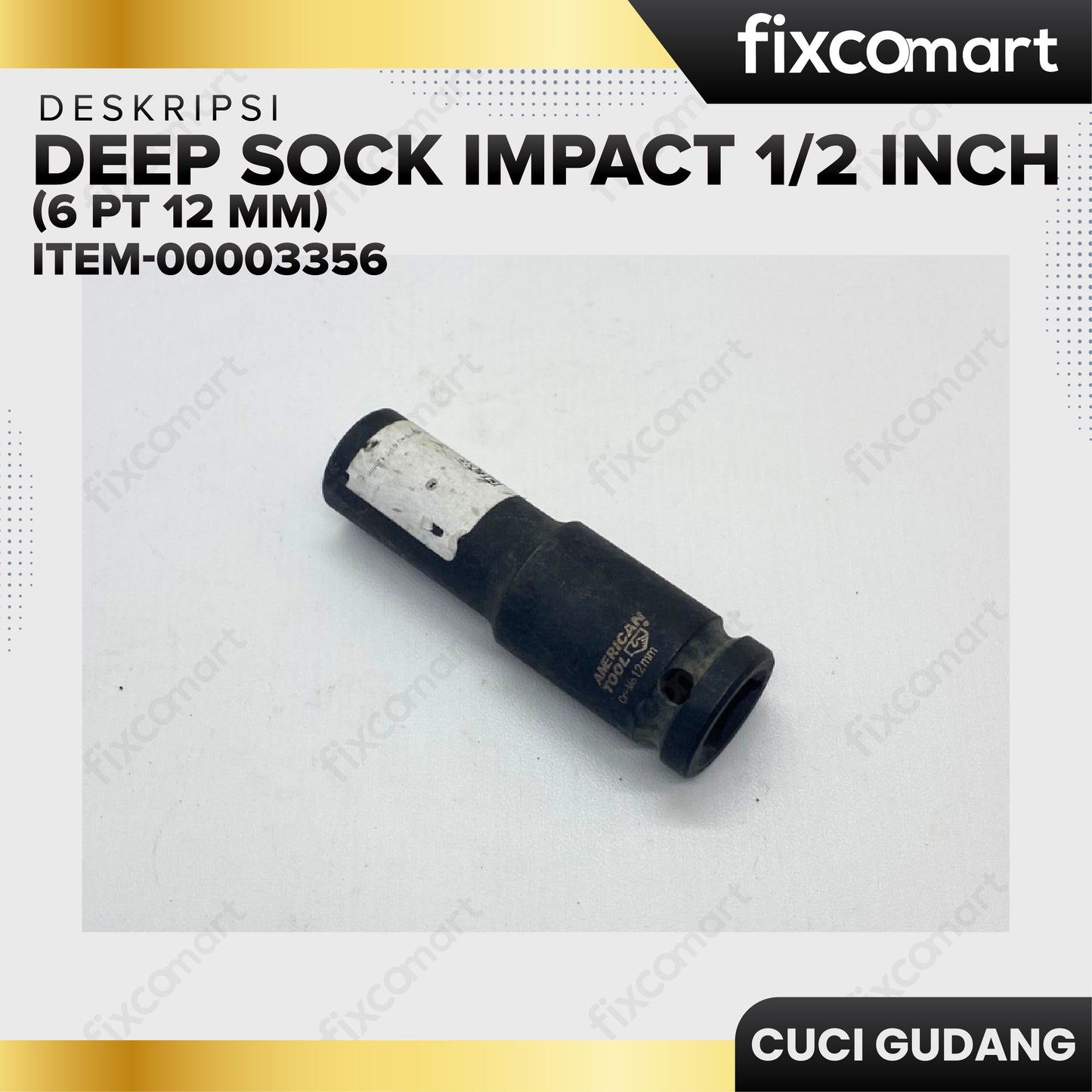 AMERICAN TOOL 1/2" Dr. Deep Sock Impact 6 PT 12 mm