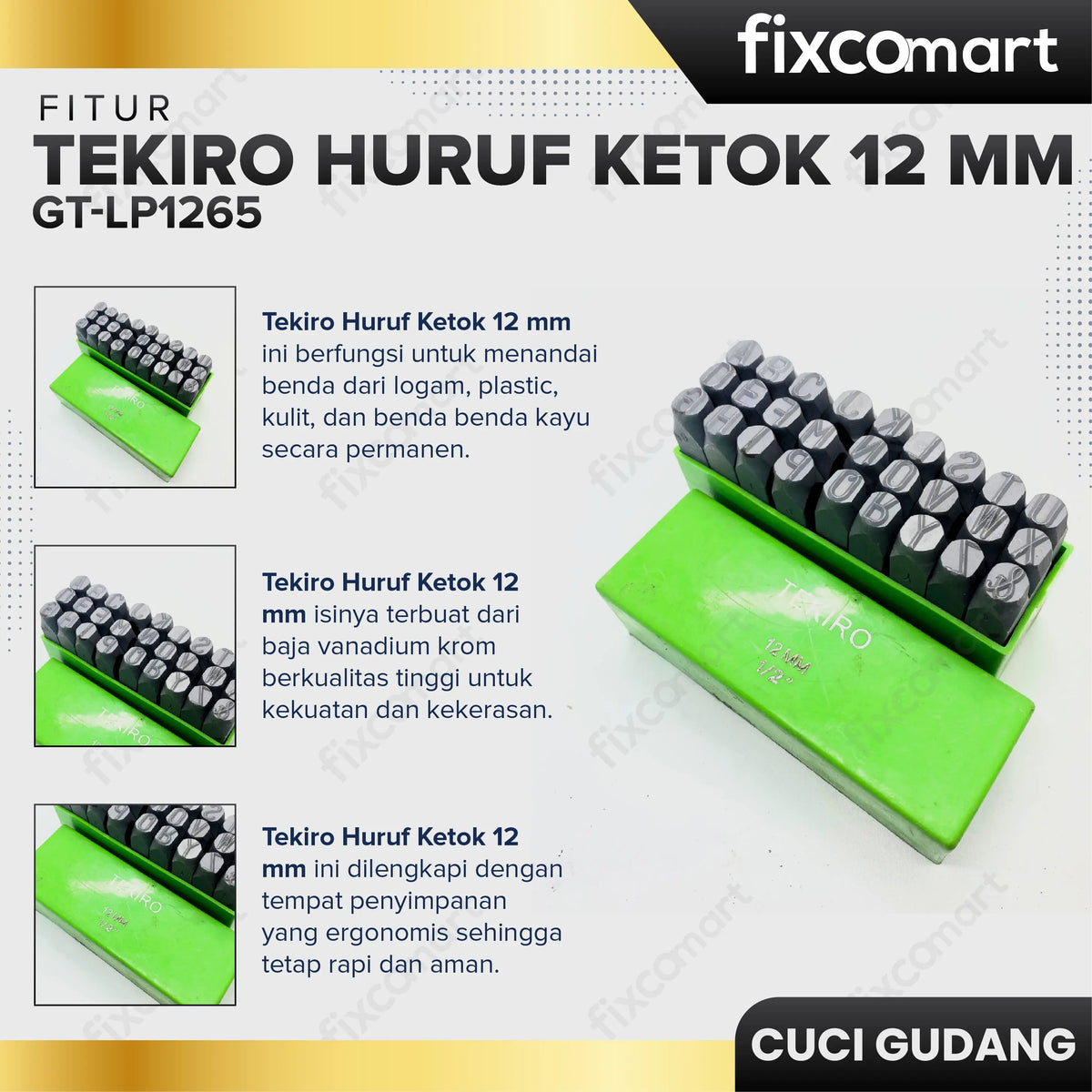 GARAGE SALE - TEKIRO Huruf Ketok 12 mm FIXCOMART