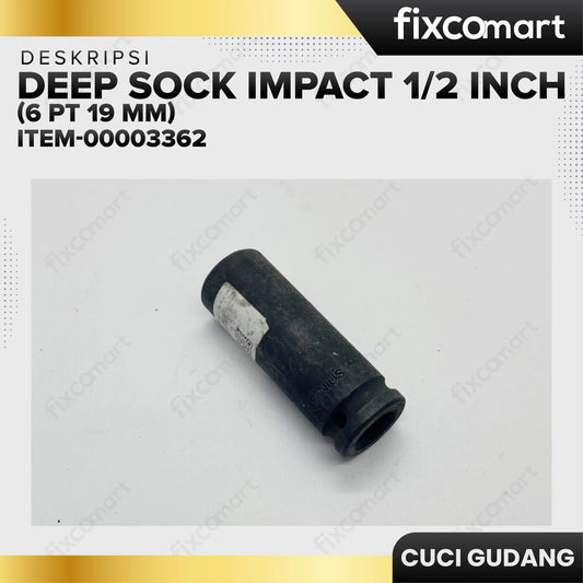 GARAGE SALE - GENIUS Deep Impact Socket 1/2 Inch 19 mm 6PT FIXCOMART