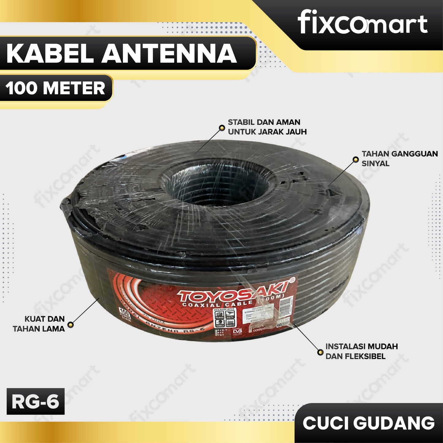 Toyosaki Coaxial Cable RG-6 100M