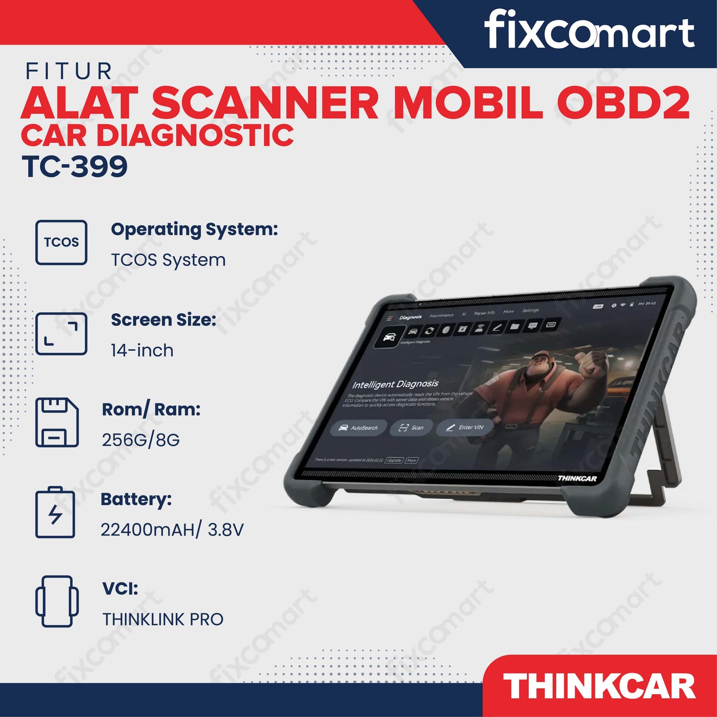 ThinkCar 399 Alat Scanner Mobil OBD2 Car Diagnostic - THINKCAR TC-399 – Alat Scanner Mobil OBD2 Profesional