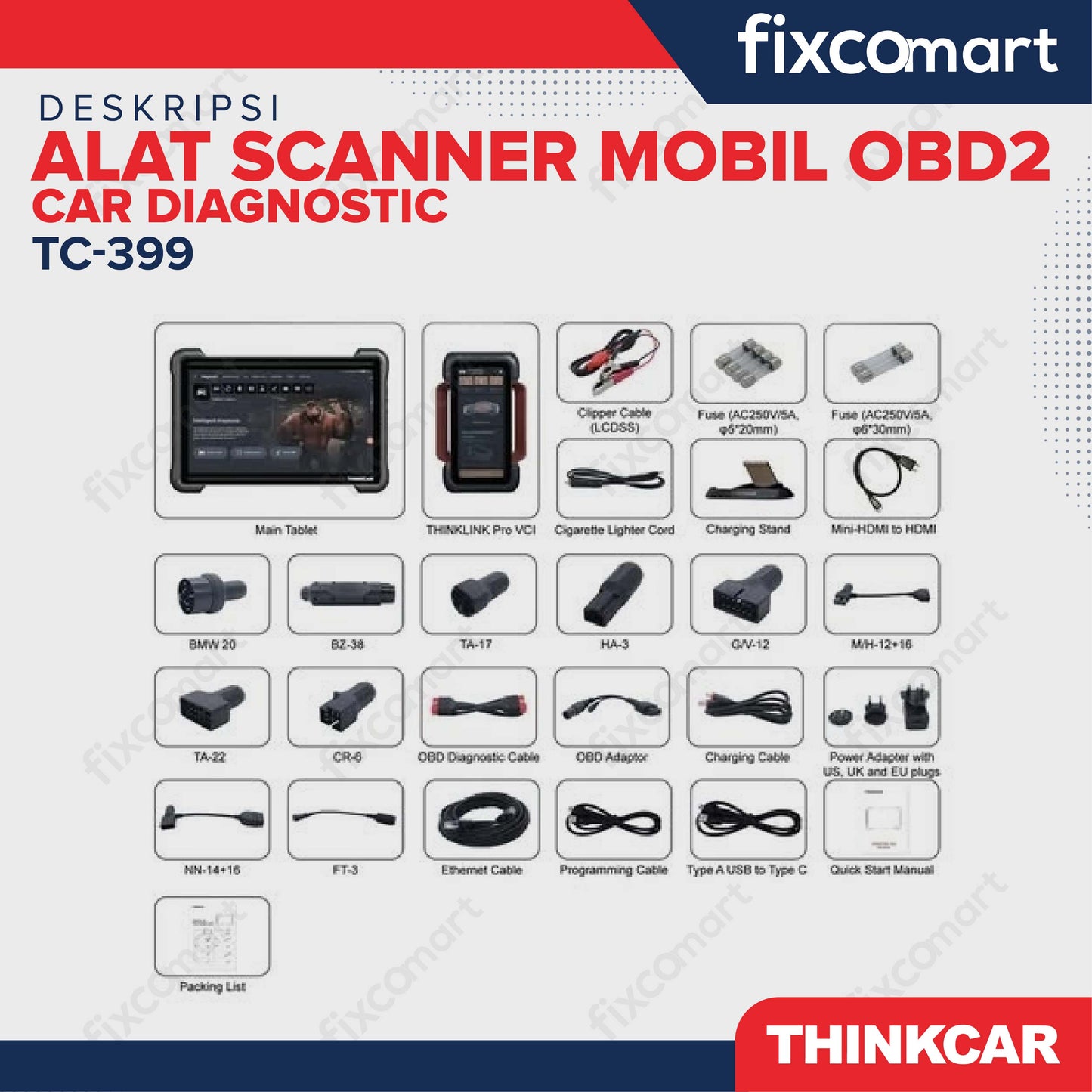 ThinkCar 399 Alat Scanner Mobil OBD2 Car Diagnostic - THINKCAR TC-399 – Alat Scanner Mobil OBD2 Profesional