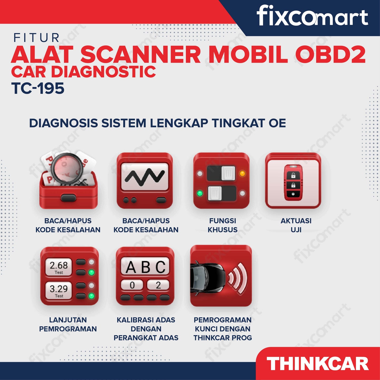 ThinkCar 195 Alat Scanner Mobil OBD2 Car Diagnostic - Thinkcar TC-195 Alat Scanner Mobil OBD2  Car Diagnostic Profesional