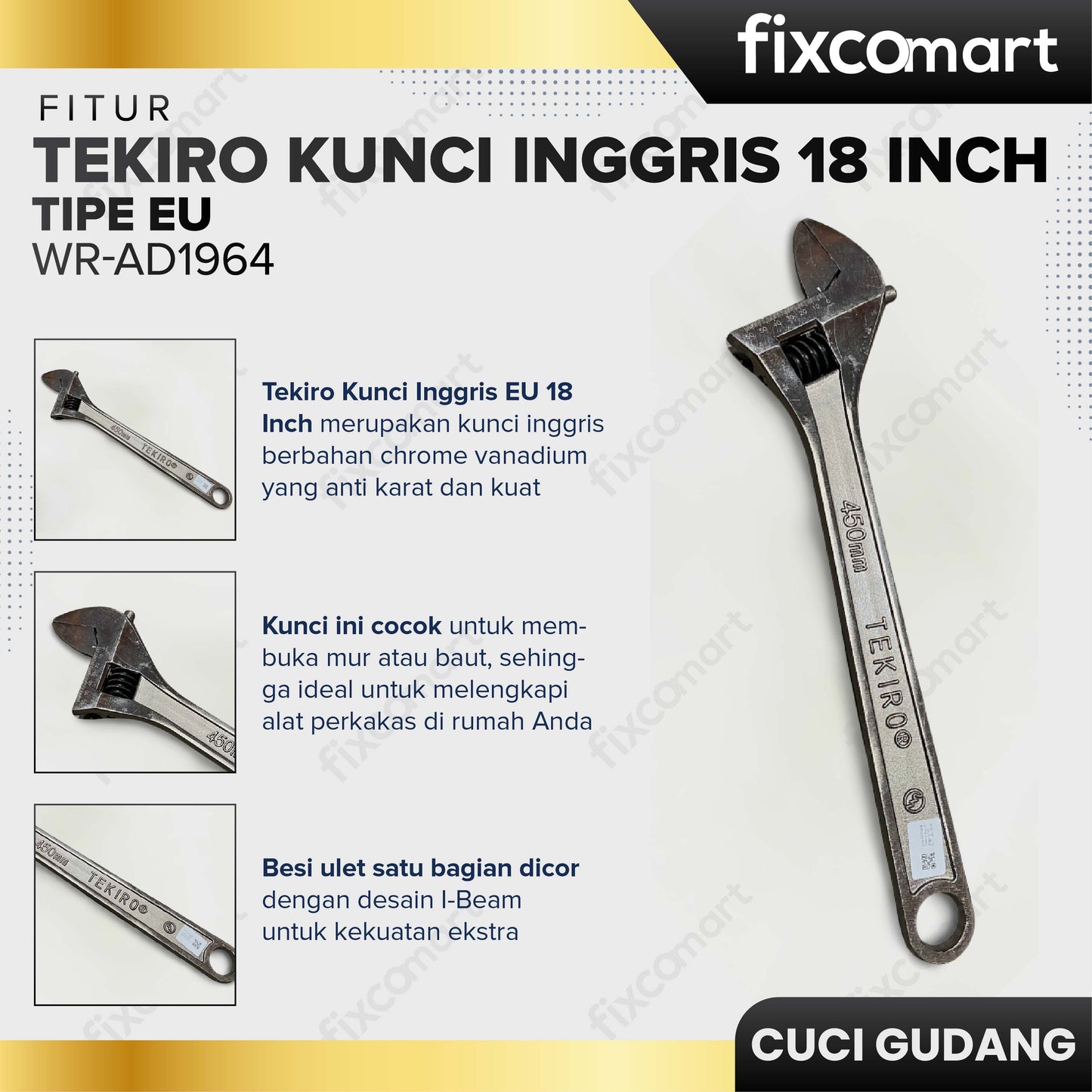 GARAGE SALE - TEKIRO Kunci Inggris 18" Tipe Eu