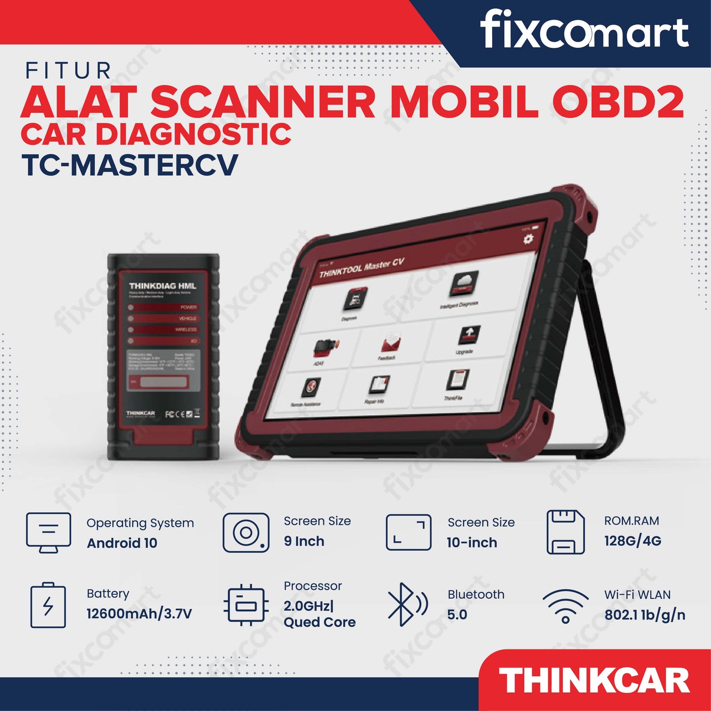 ThinkCar MasterCV Alat Scanner Mobil OBD2 Car Diagnostic - Thinkcar Alat Scanner Mobil OBD2 TC-MasterCV