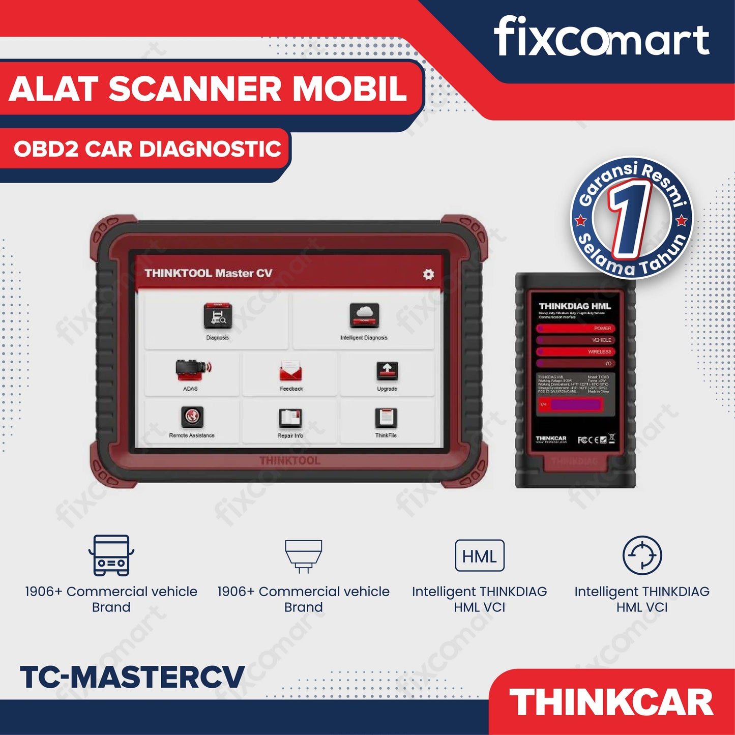 ThinkCar MasterCV Alat Scanner Mobil OBD2 Car Diagnostic - Thinkcar Alat Scanner Mobil OBD2 TC-MasterCV