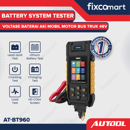AUTOOL AT-BT960 Battery System Tester – Alat Uji Baterai Aki Mobil, Motor, Bus, dan Truk 48V