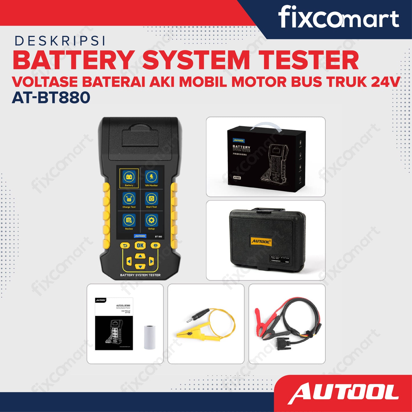 Autool BT880 Battery System Tester Tester Voltase Baterai Aki Mobil Motor Bus Truk 24V