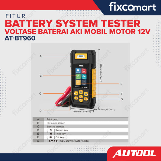 Autool BT760 Battery System Tester Tester Voltase Baterai Aki Mobil Motor 12V - AUTOOL AT-BT960 – Battery System Tester Voltase Baterai Aki Mobil Motor 12V