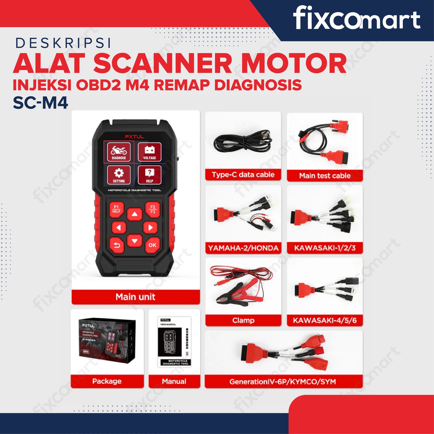 Alat Scanner Motor Injeksi OBD2 M4 Remap Diagnosis SC-M4 - Alat Scanner Motor Injeksi OBD2 M4 Remap Diagnosis