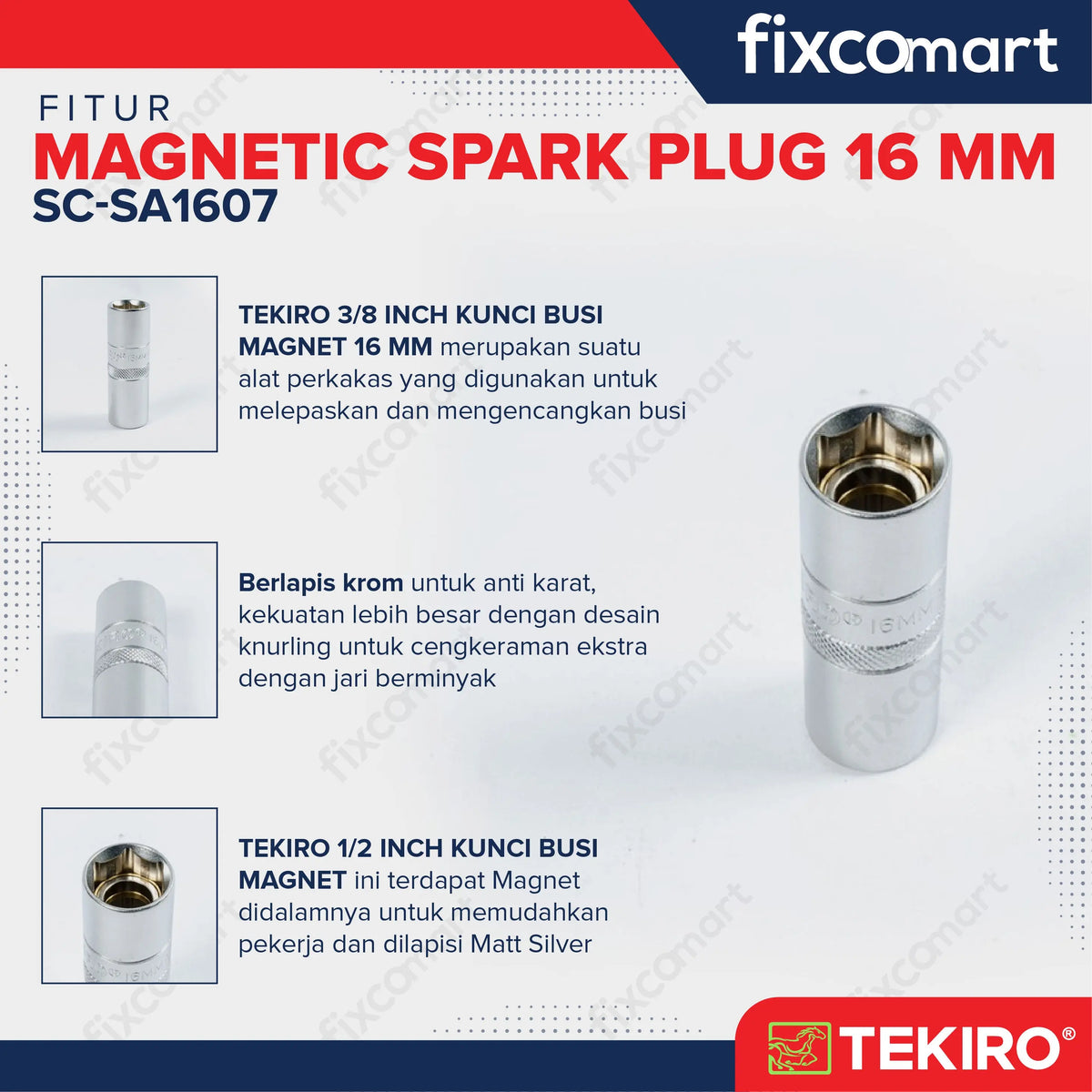 TEKIRO 3/8" DR. K BUSI MAGNET 16 MM FIXCOMART