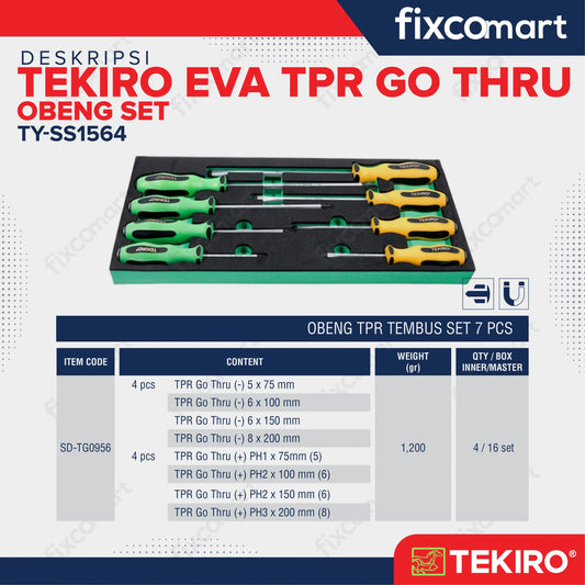 TEKIRO Eva Tpr Go Thru Obeng Set (8 PCS) TY-SS1564 - Obeng Set TEKIRO FIXCOMART