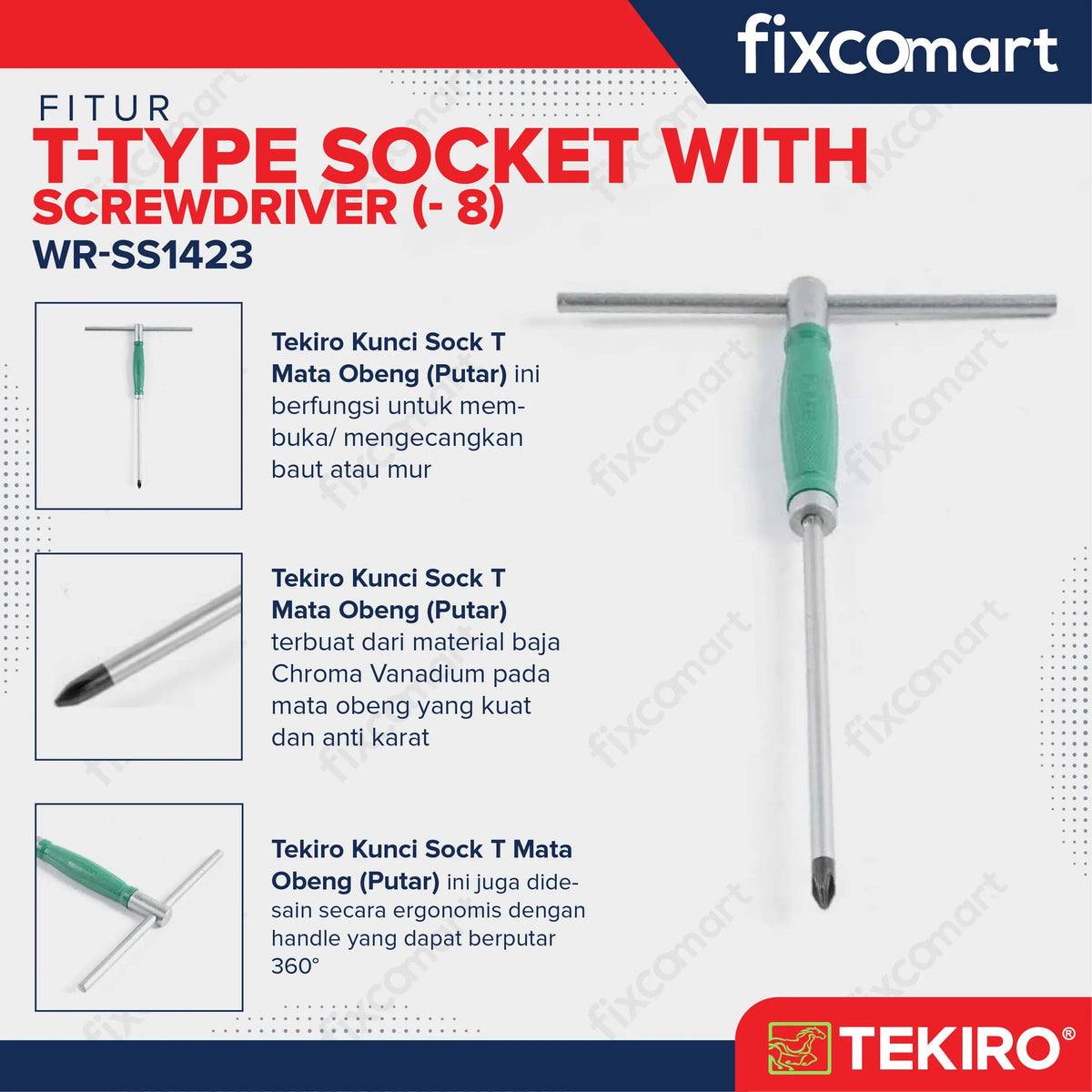 TEKIRO T-Type Socket with Screwdriver (-8) WR-SS1423 FIXCOMART