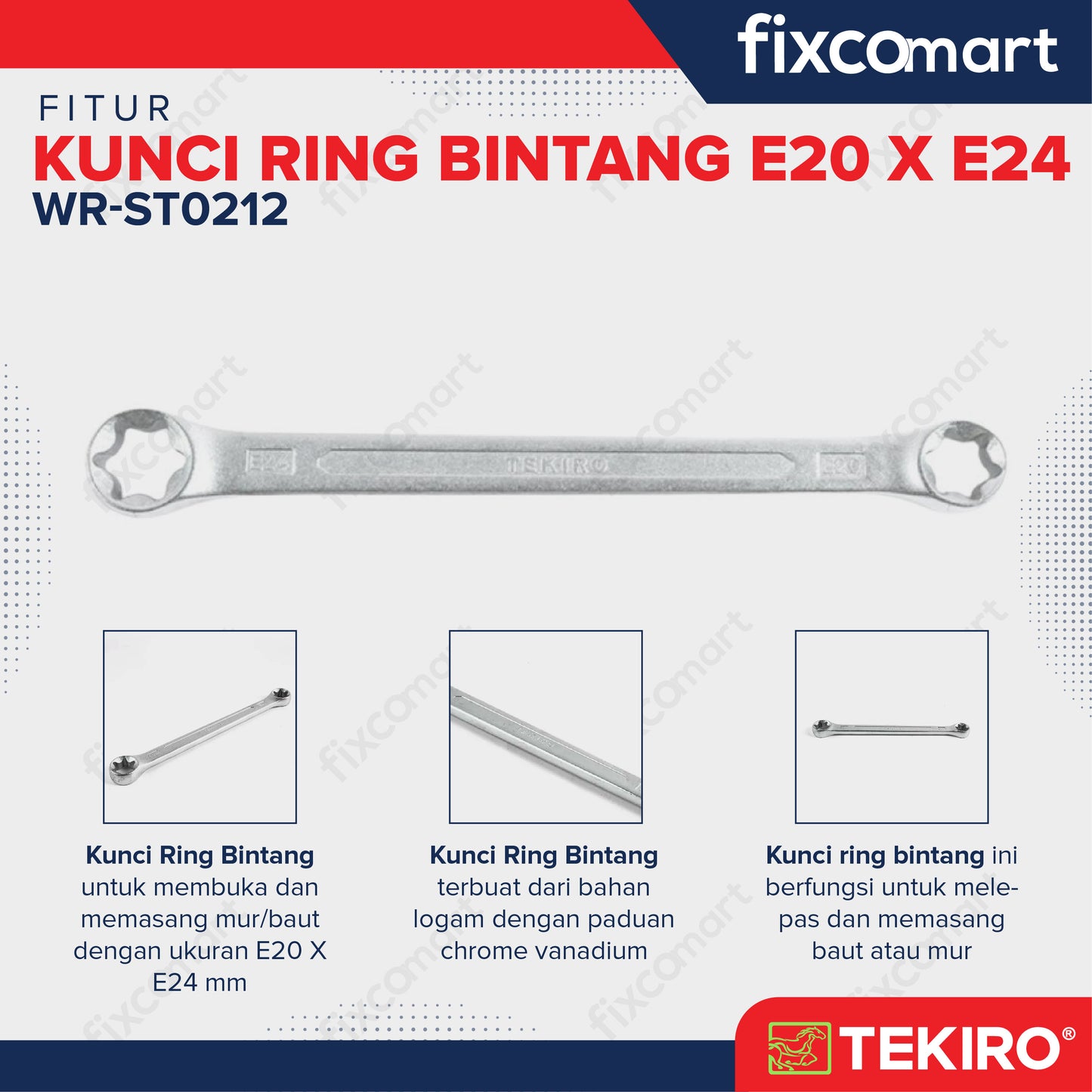 TEKIRO Kunci Ring Bintang E20 x E24