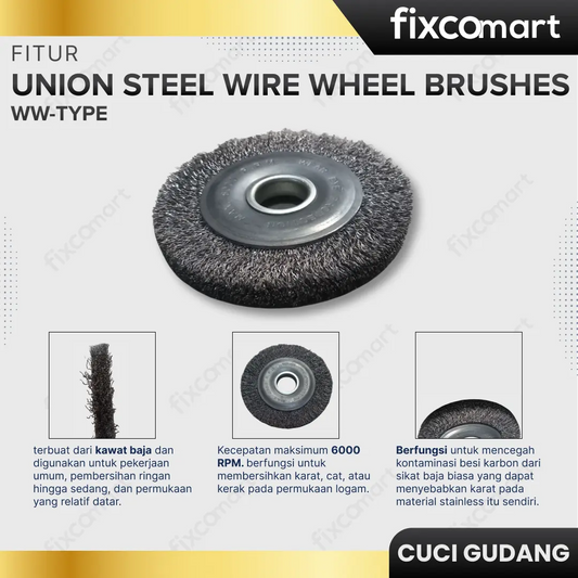 GARAGE SALE - Union Steel Wire Wheel Brushes WW-Type (Medium Face) FIXCOMART