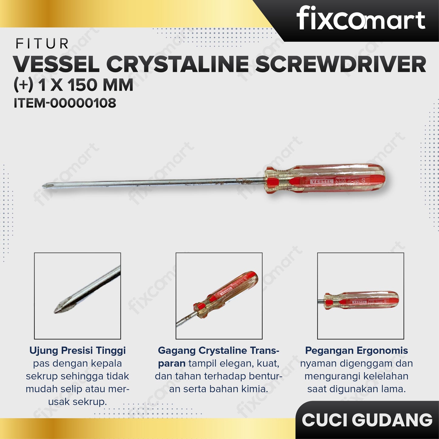 GARAGE SALE - Vessel Crystaline Screwdriver (+) 1 X 150 mm
