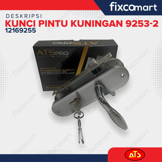 KUNCI PINTU ATS PRO CYL. KUNINGAN 9253-2 (SN/CP) FIXCOMART