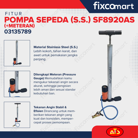 POMPA SEPEDA WERKLINE (S.S.) SF8920AS (METERAN)