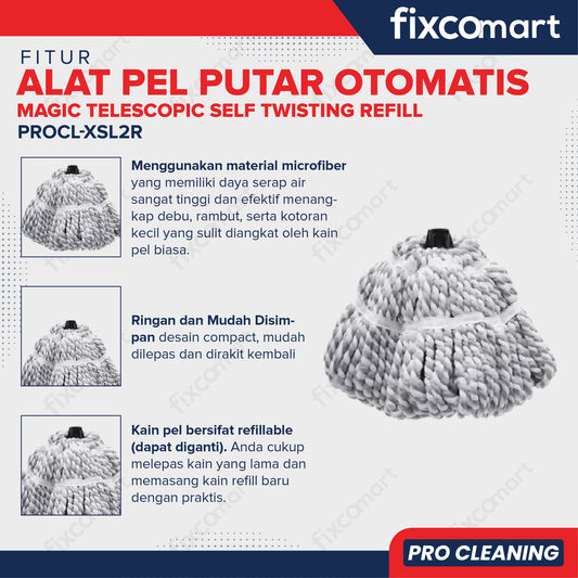Fixcomart Pro Cleaning Refill Kain Microfiber Alat Pel Putar Otomatis