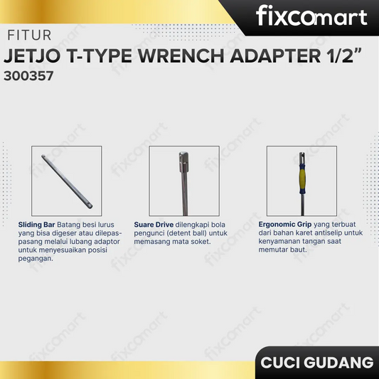 JETJO T-TYPE WRENCH ADAPTOR 1/2 INCH FIXCOMART