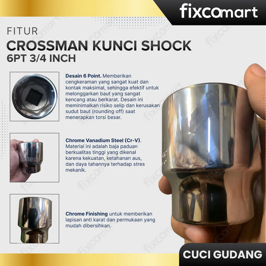 GARAGE SALE - Crossman Kunci Sock 3/4 inch 6PT (41 mm) FIXCOMART