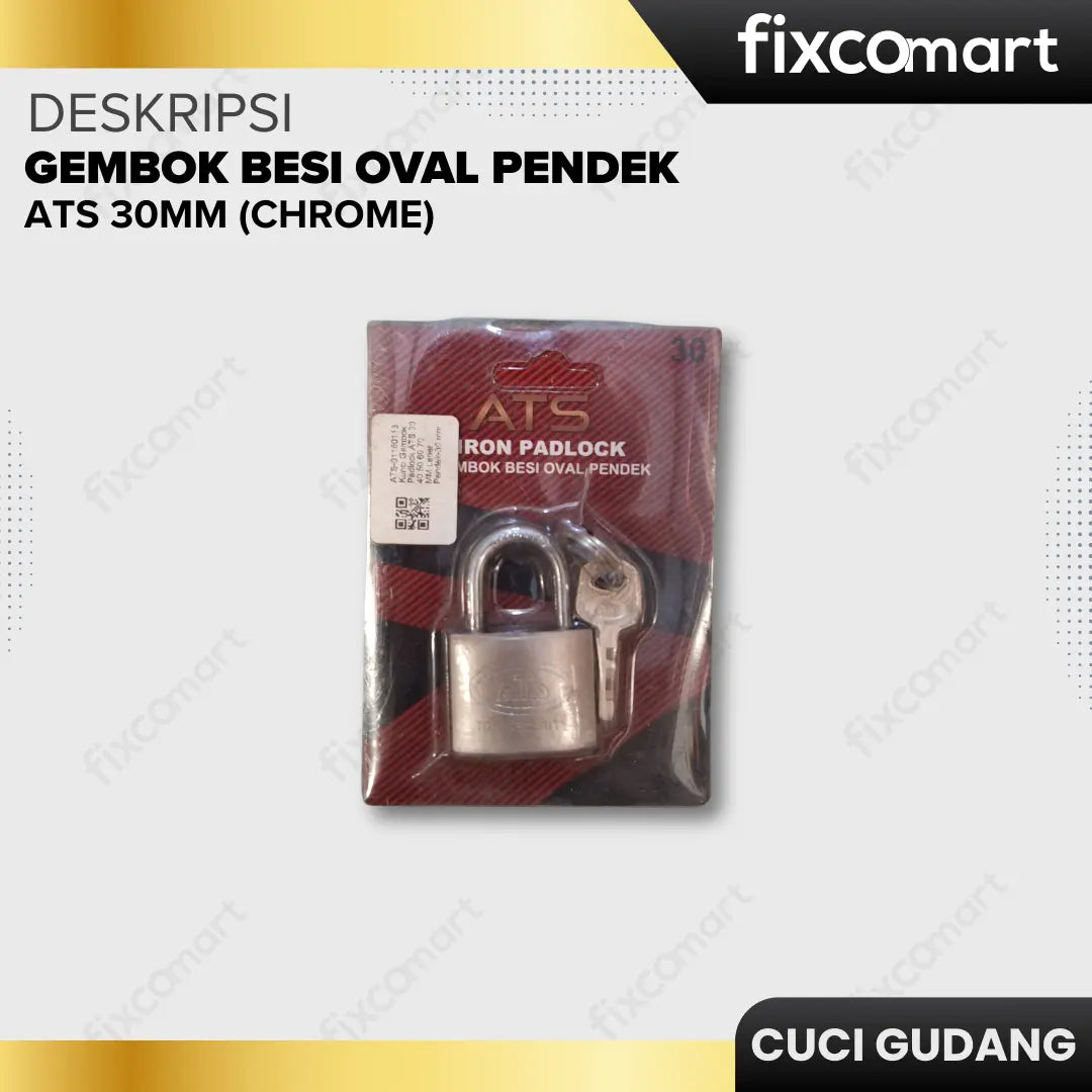 GARAGE SALE-GEMBOK BESI OVAL ATS 30MM (CHROME) FIXCOMART