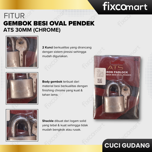 GARAGE SALE-GEMBOK BESI OVAL ATS 30MM (CHROME)